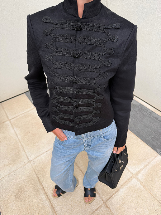 ЖАКЕТ В ГУСАРСКОМ СТИЛЕ ИЗ ШЕРСТИ И ШЕЛКА