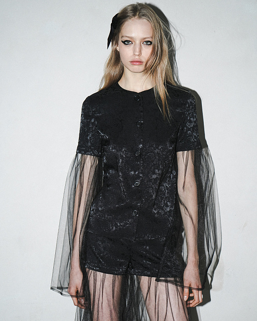 БЛУЗКА JACQUARD ИЗ ШЕЛКОВОГО КРЕП-ЖАККАРДА